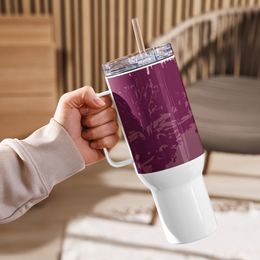 Bbluna60 Burgundy Travel Mug with a Handle