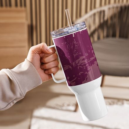 Bbluna60 Burgundy Travel Mug with a Handle
