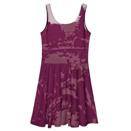 bbluna60 Burgundy All-Over Print Skater Dress