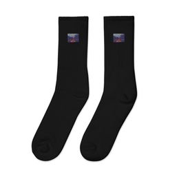 Bbluna60 Burgundy  Embroidered Crew Socks 