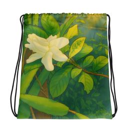 Nathy White Rose Drawstring Bag