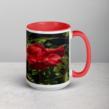 Nathy Red Rose Ceramic Mug with Color Inside