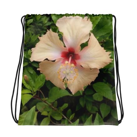 Nathy Peach Gumamela Drawstring Bag