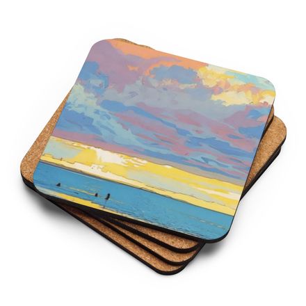 Boy2x Seascape Cork-Back Coaster