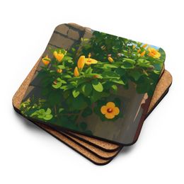 Nathy Yellow Gumamela Cork-Back Coasters