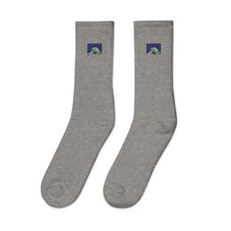 ZAG White Fish Embroidered Crew Socks 