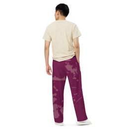 bluna60 Burgundy Unisex Wide-Leg Pants