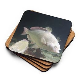 ZAG White Fish Glossy  Cork-Back Coaster