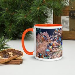 ZAG Orange Corals Ceramic Mug with Color Inside