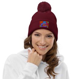 bbluna60 Robot Pom-Pom Beanie 