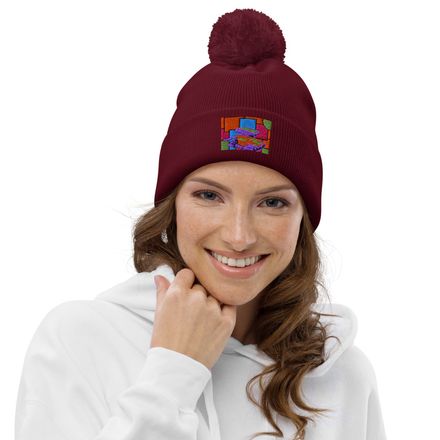 bbluna60 Robot Pom-Pom Beanie 