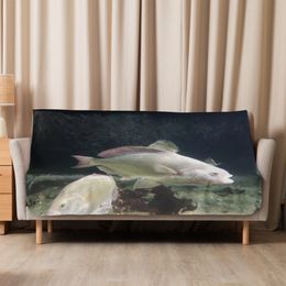 ZAG White Fish Sublimated Sherpa Blanket