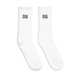 Bluna60 Abstratc Eagle Embroidered Crew Socks