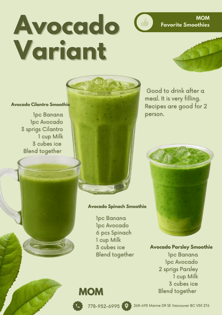 Avocado Variant Smoothies Recipes