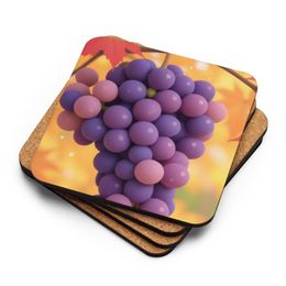 Bbluna60 Grapes Cork-Back Coaster