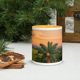 Boy2x Palm Trees Ceramic Mug with Color Inside
