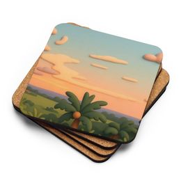 Boy2x Palm Trees Cork-Back Coaster