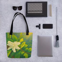 Nathy White Rose Tote Bag