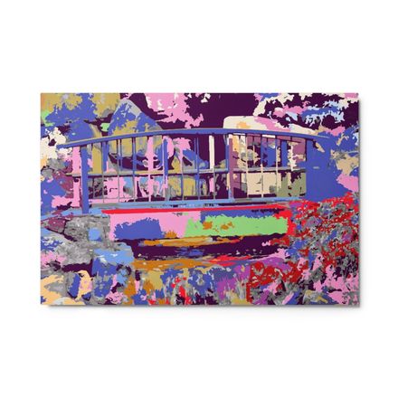 Bbluna60 Abstract Pink Bridge Glossy Metal Print (in)