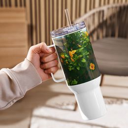 Nathy Yellow Gumamela Travel Mug with a Handle