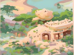 3D Abstract House and Garden Scene 