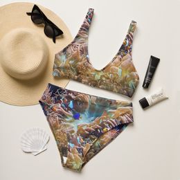 ZAG Orange Corals Recycled High-Waisted Bikini