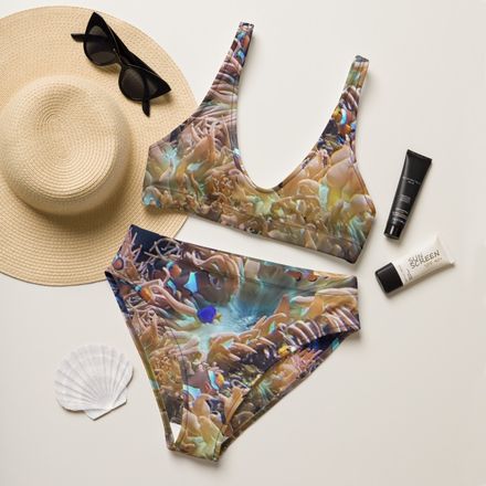 ZAG Orange Corals Recycled High-Waisted Bikini