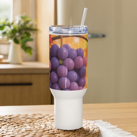Bbluna60 Grapes Travel Mug with a Handle
