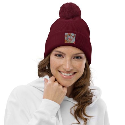 bluna60 Portrait Pom-Pom Beanie 