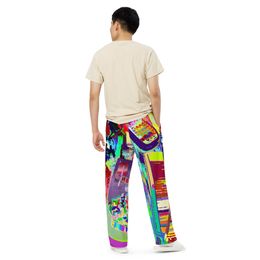 Bluna60 Abstract Desk Unisex Wide-Leg Pants