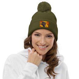 Bbluna60 Grapes Pom-Pom Beanie 
