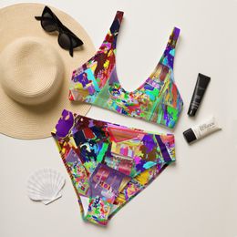 Bluna60 Abstract Desk Recycled High-Waisted Bikini