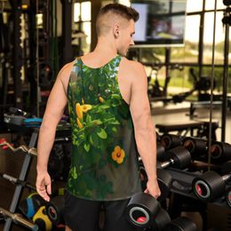 Nathy Yellow Gumamela Print Men's Tank Top