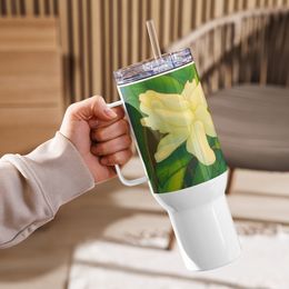 Nathy White Rose Travel Mug with a Handle