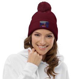 Bbluna60 Burgundy Pom-Pom Beanie 