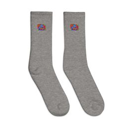 bbluna60 Robot Embroidered Crew Socks
