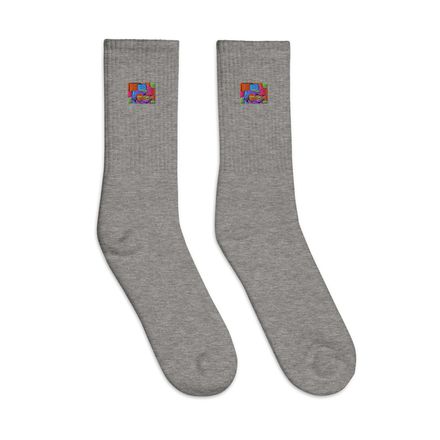 bbluna60 Robot Embroidered Crew Socks