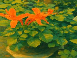 3D Red Lilies