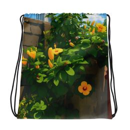 Nathy Yellow Gumamela Drawstring Bag