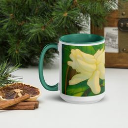 Nathy White Rose Ceramic Mug with Color Inside