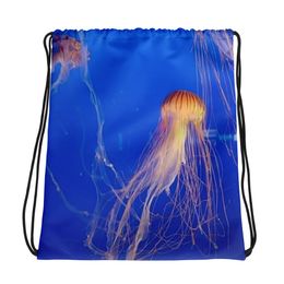 ZAG Orange Jellyfish Drawstring Bag