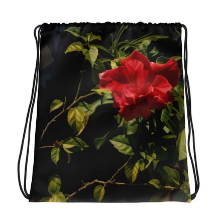 Nathy Red Rose Drawstring Bag