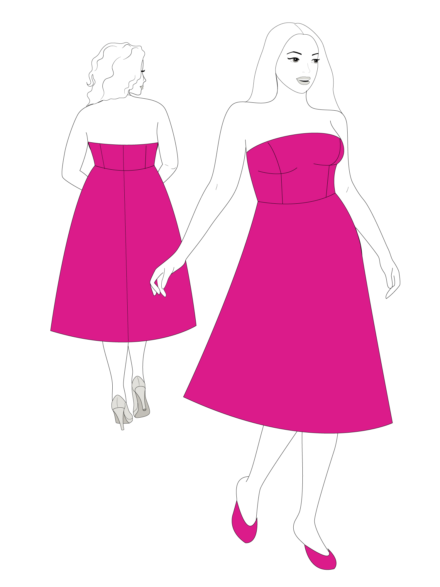 Strapless a Line Dresses Sewing Pattern