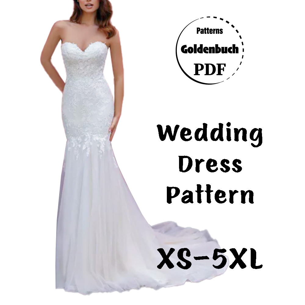 Wedding Dress PDF Sewing Pattern Mermaid Bridal Gown w