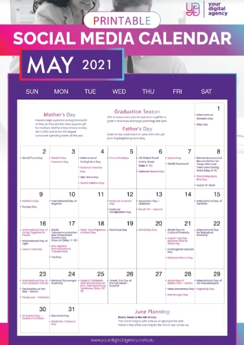 MAY 2021 SOCIAL MEDIA CALENDAR