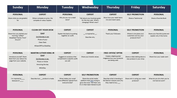 YEARLY SOCIAL MEDIA CALENDAR FOR APPAREL STORES