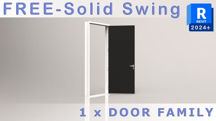 3D Action Doors : Solid Panel Swing x 1 (for Revit 2024+)