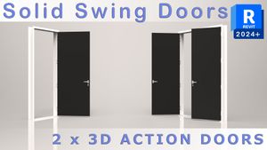 3D Action Doors : Solid Swing Doors (for Revit 2024+)
