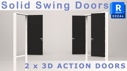 3D Action Doors : Solid Swing Doors (for Revit 2024+)