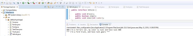 Application that shows how class inherit from parent class and implement an interface Solved